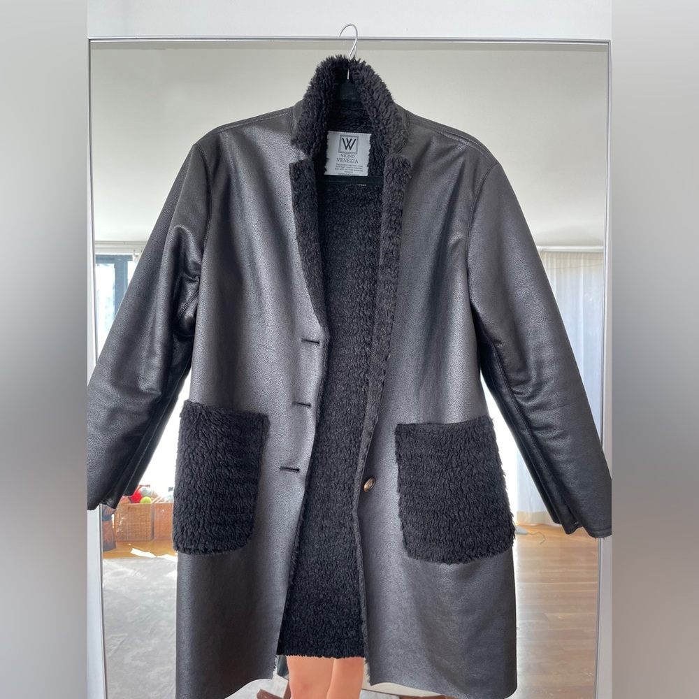 Luxury Vegan Leather Coat Jacket - made in Italy, one of a kind